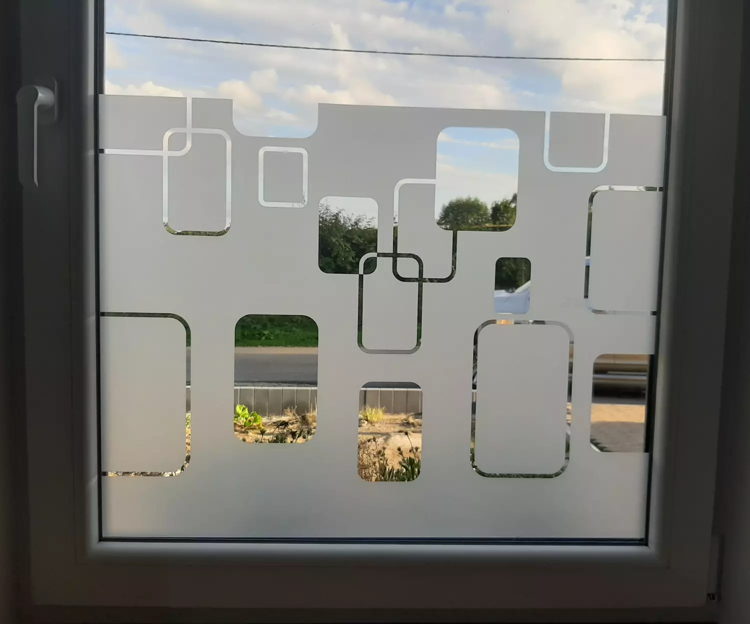 Sablé motif carrés sur chassis autre vue